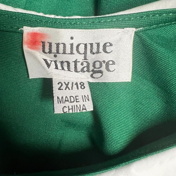 Unique Vintage Green Polka Dot Dress - New - Size 18 - Picture 4 of 4